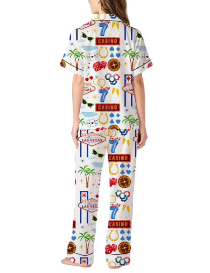 Las Vegas Nevade Silky Satin Pajama Pants Set For Women