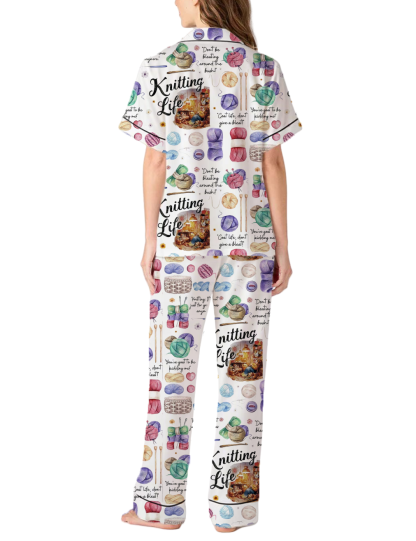 Knitting Life Silky Satin Pajama Pants Set For Women