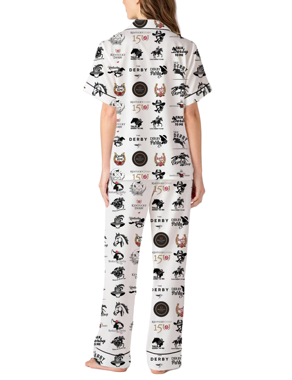 Kentucky Logo Horse Racing Silky Satin Pajama Pants Set For Women