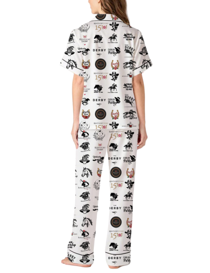 Kentucky Logo Horse Racing Silky Satin Pajama Pants Set For Women