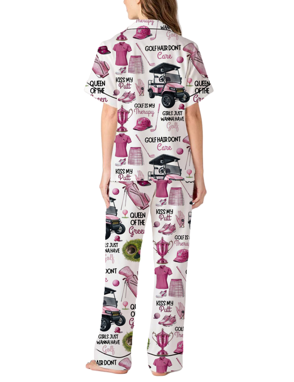 Women Golf Silky Satin Pajama Pants Set For Women