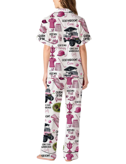 Women Golf Silky Satin Pajama Pants Set For Women