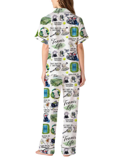Tennis Life Silky Satin Pajama Pants Set For Women