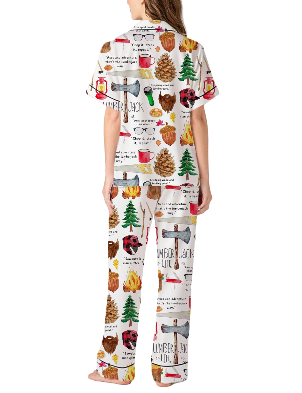 Lumberjack Life Silky Satin Pajama Pants Set For Women