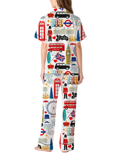 London England Silky Satin Pajama Pants Set For Women