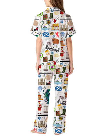 Scottish Travel Silky Satin Pajama Pants Set For Women