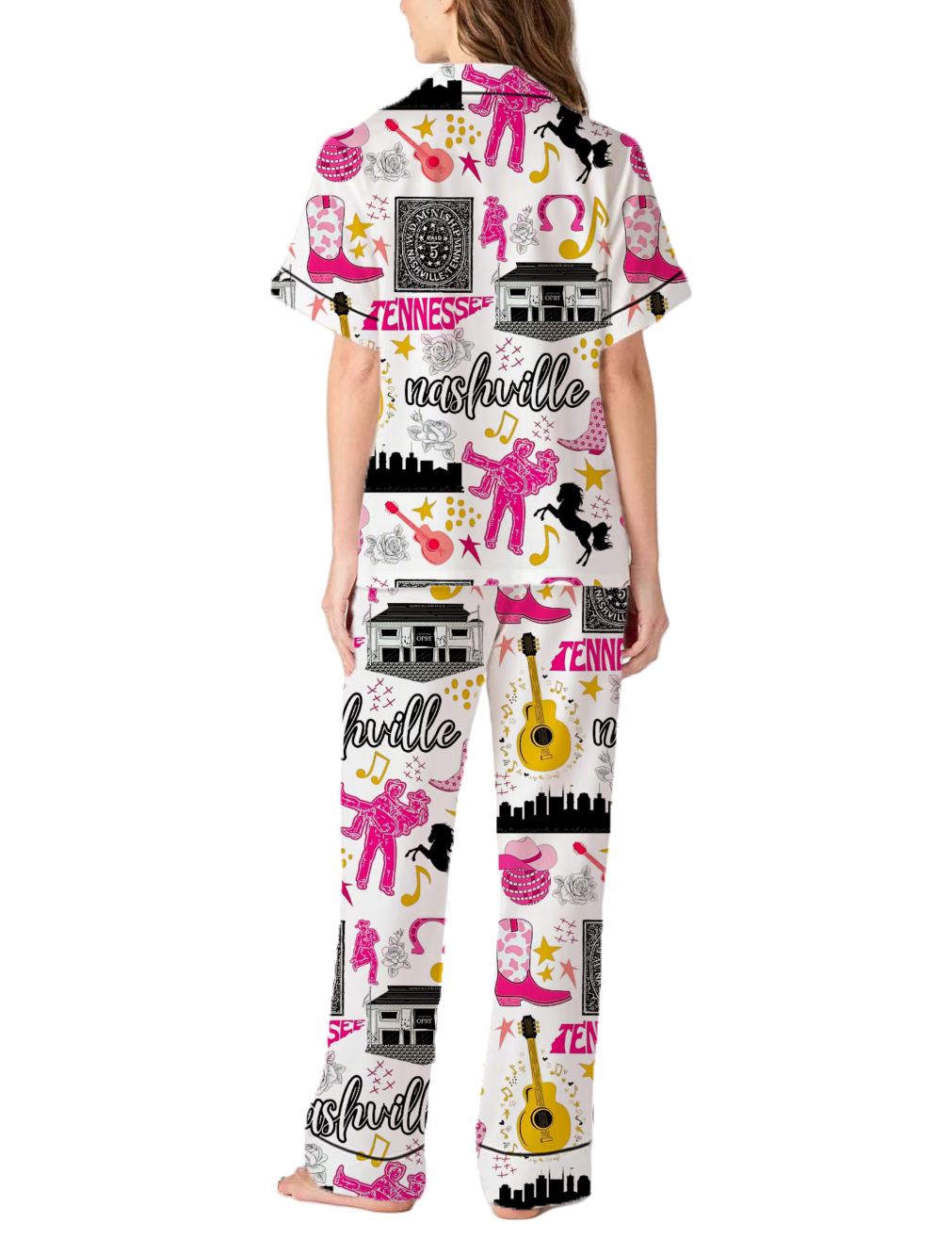 Nashville Bachelorette Party Silky Satin Pajama Pants Set For Women