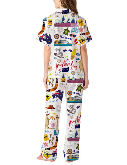 Australia Vacation Silky Satin Pajama Pants Set For Women