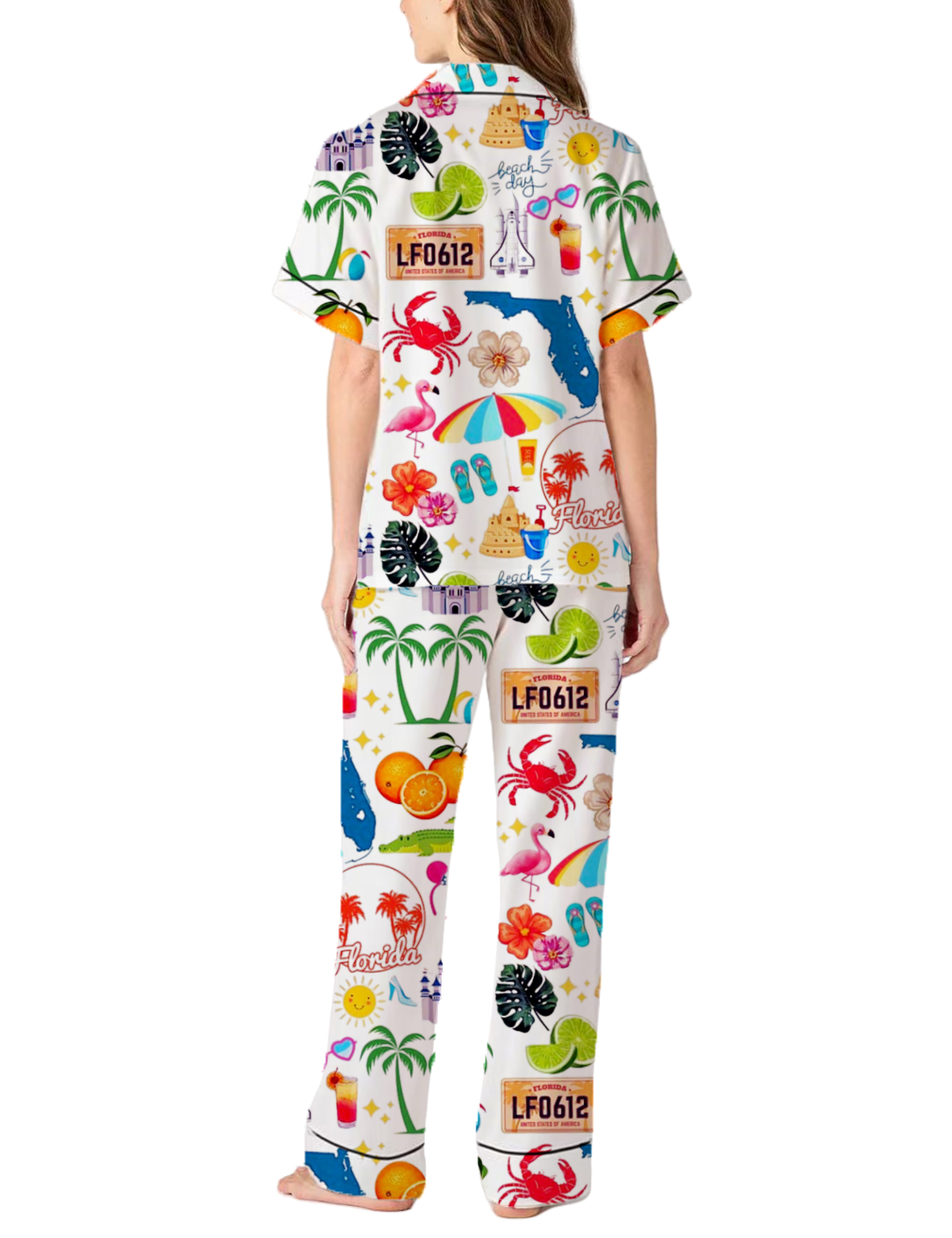 Florida Travel Silky Satin Pajama Pants Set For Women