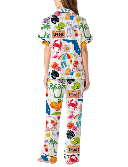 Florida Travel Silky Satin Pajama Pants Set For Women