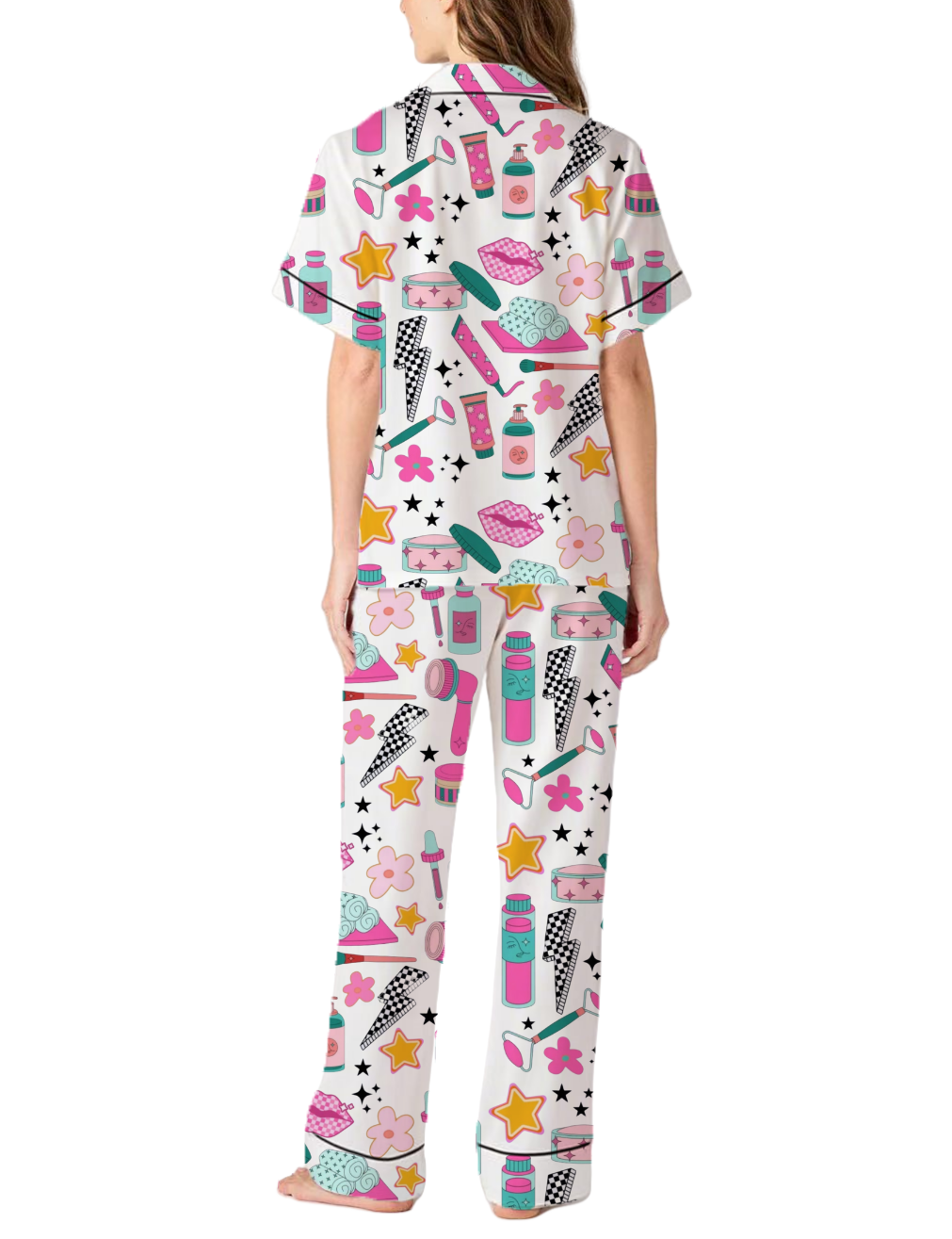 Esthetician Silky Satin Pajama Pants Set For Women