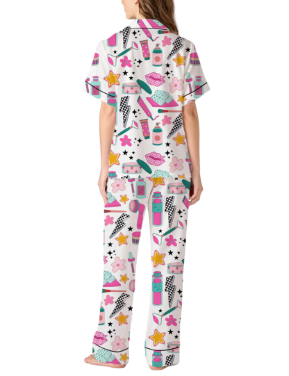 Esthetician Silky Satin Pajama Pants Set For Women