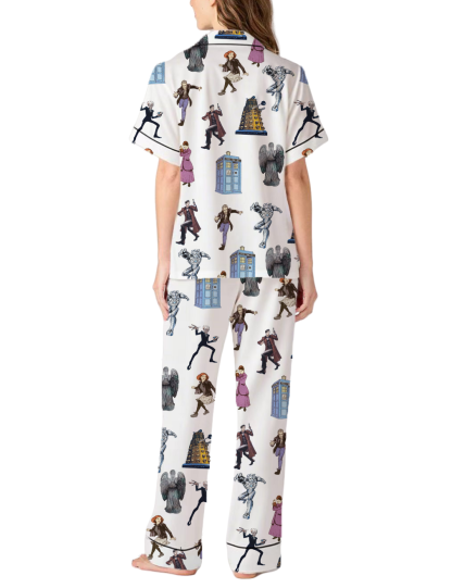 Dr Who Silky Satin Pajama Pants Set For Women