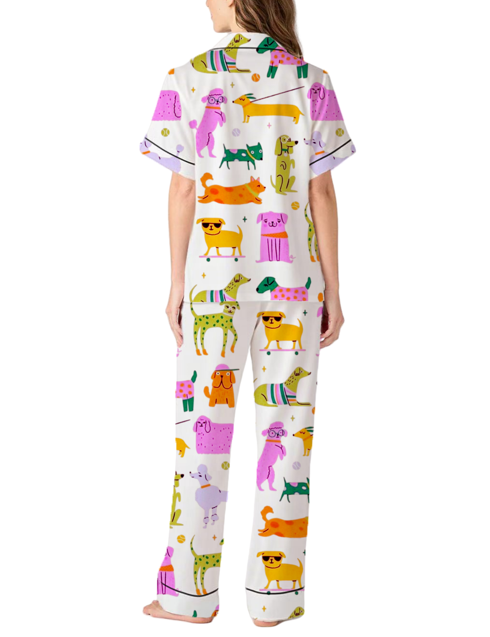 Happy Dogs Silky Satin Pajama Pants Set For Women