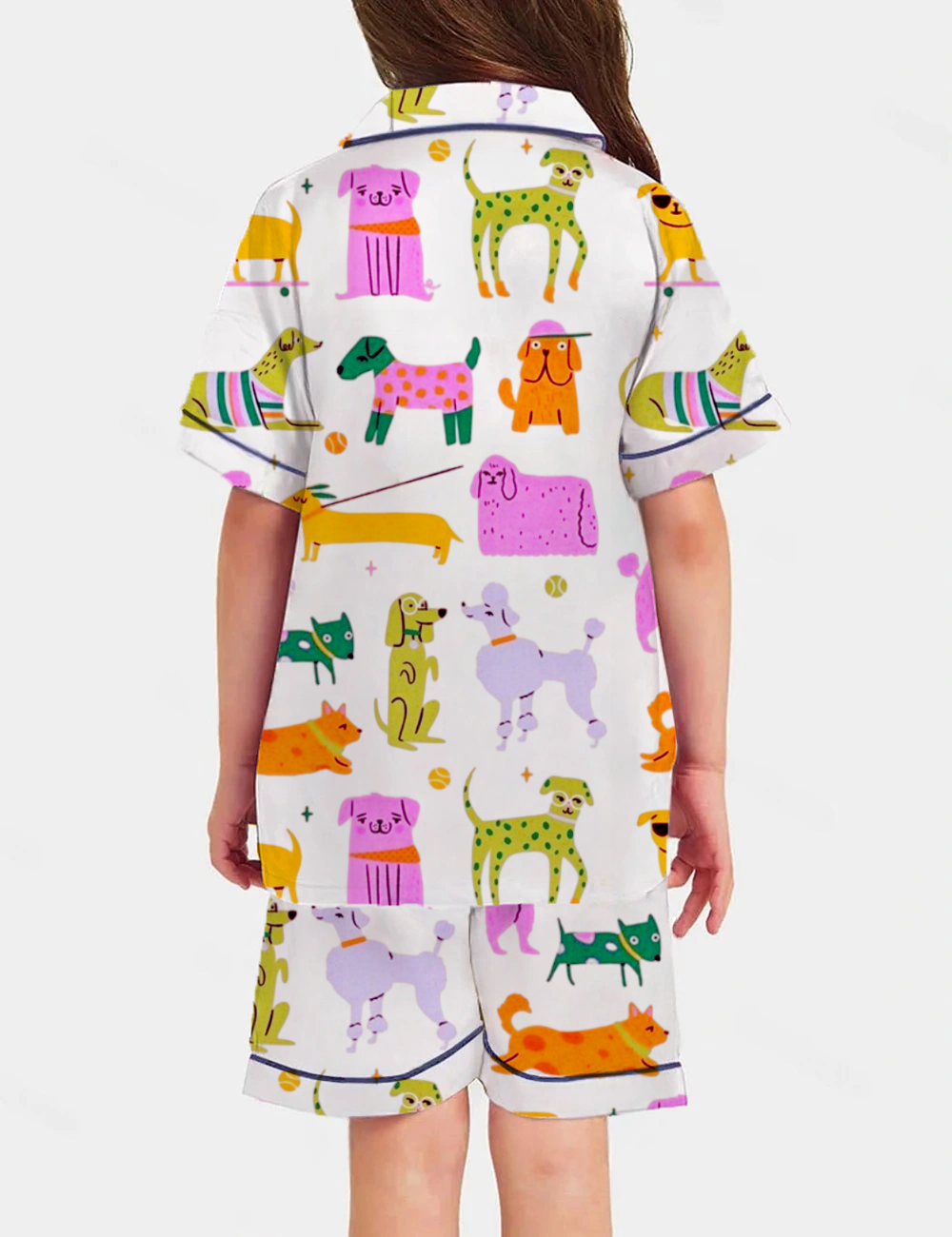 Happy Dogs Kid's Short Sleeve  Silky Satin Pajama Set 