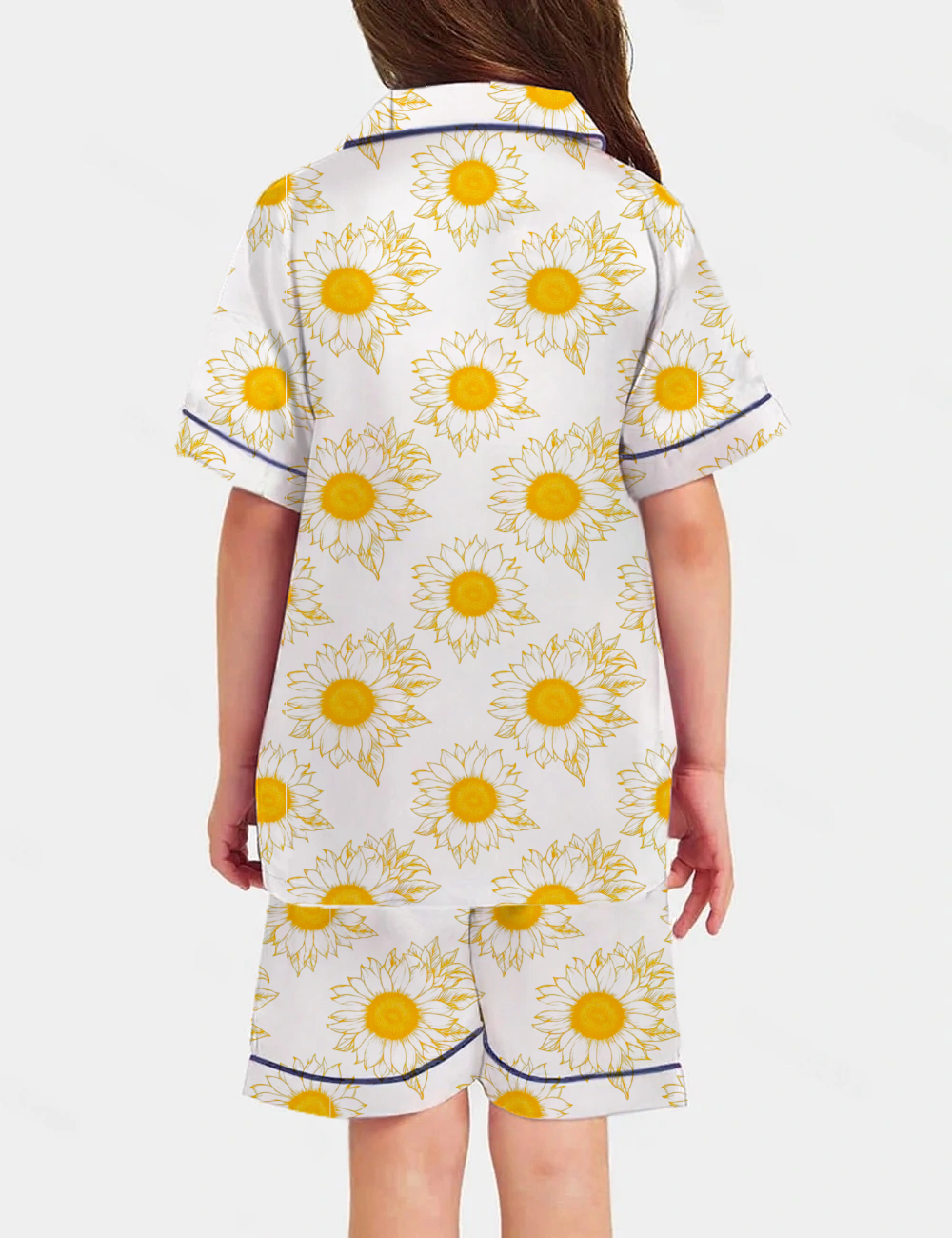 Sunflower Kid's Short Sleeve  Silky Satin Pajama Set 