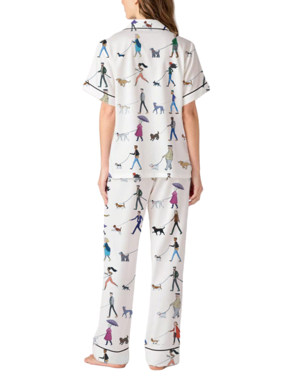 Dog Walkers Silky Satin Pajama Pants Set For Women