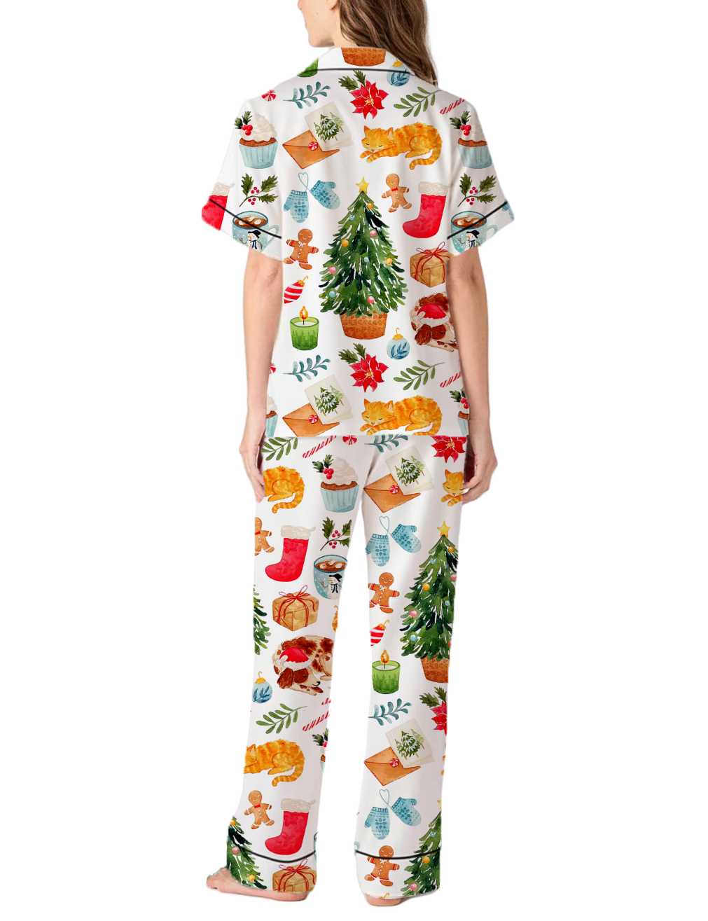 Merry Christmas Silky Satin Pajama Pants Set For Women