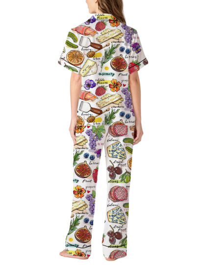 Cheeseboard Silky Satin Pajama Pants Set For Women