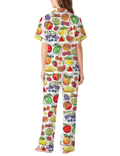 Fruits Silky Satin Pajama Pants Set For Women