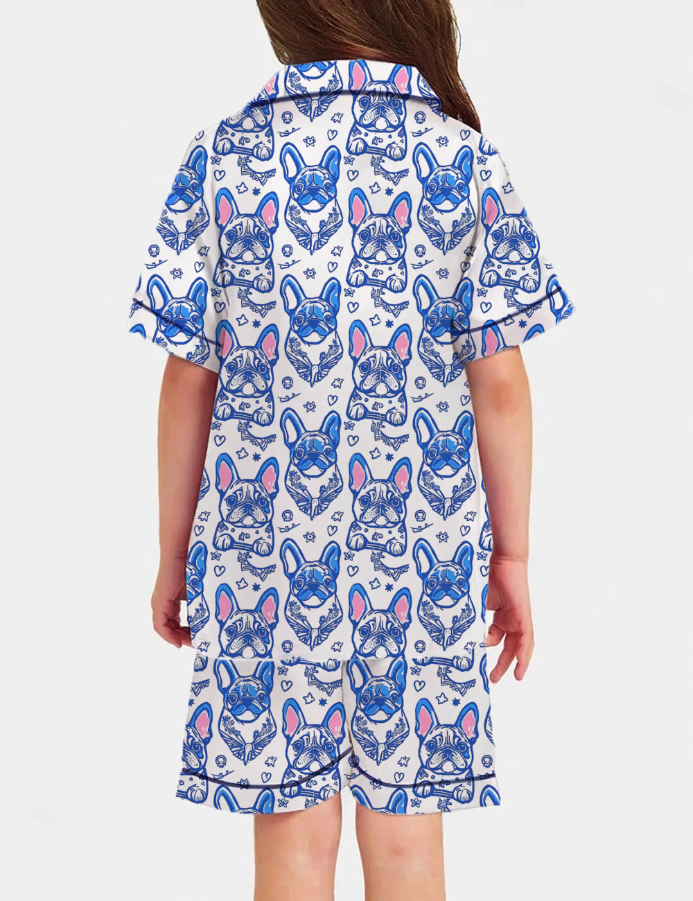 Classy Dog Kid's Short Sleeve  Silky Satin Pajama Set 