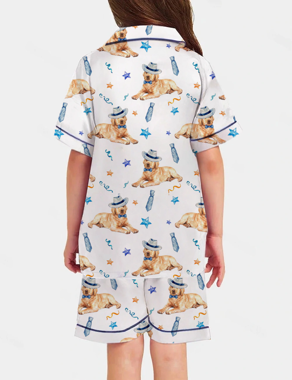 Fashion Dogs Kid's Short Sleeve  Silky Satin Pajama Set 