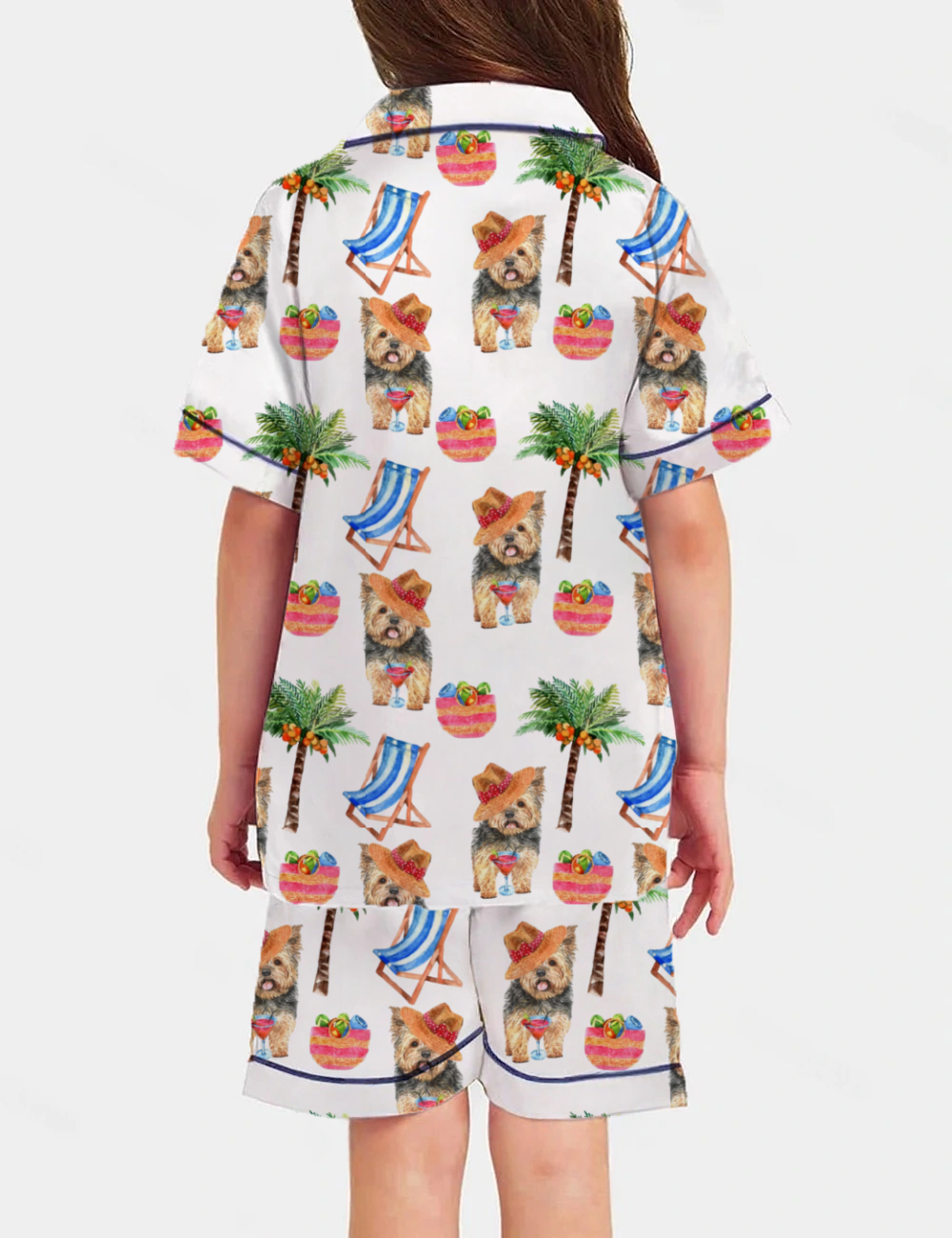 Fashion Dogs Kid's Short Sleeve  Silky Satin Pajama Set 