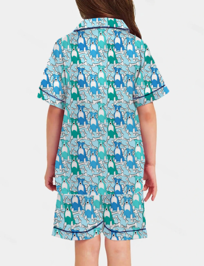 Pit Bull Kid's Short Sleeve  Silky Satin Pajama Set 