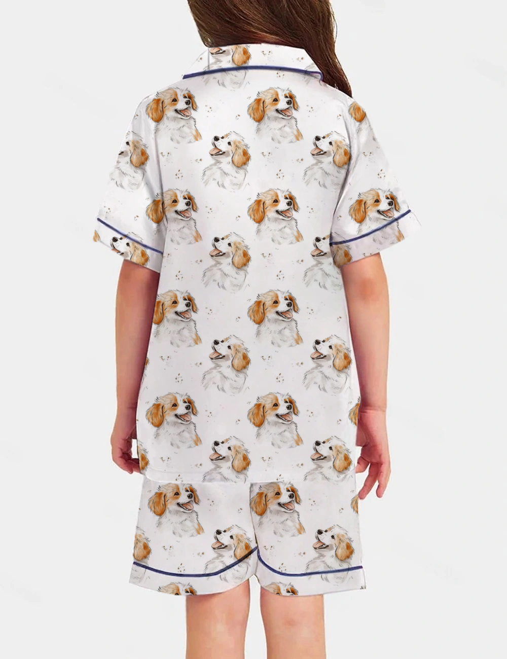 Cavalier King Charles Spaniel Kid's Short Sleeve  Silky Satin Pajama Set 