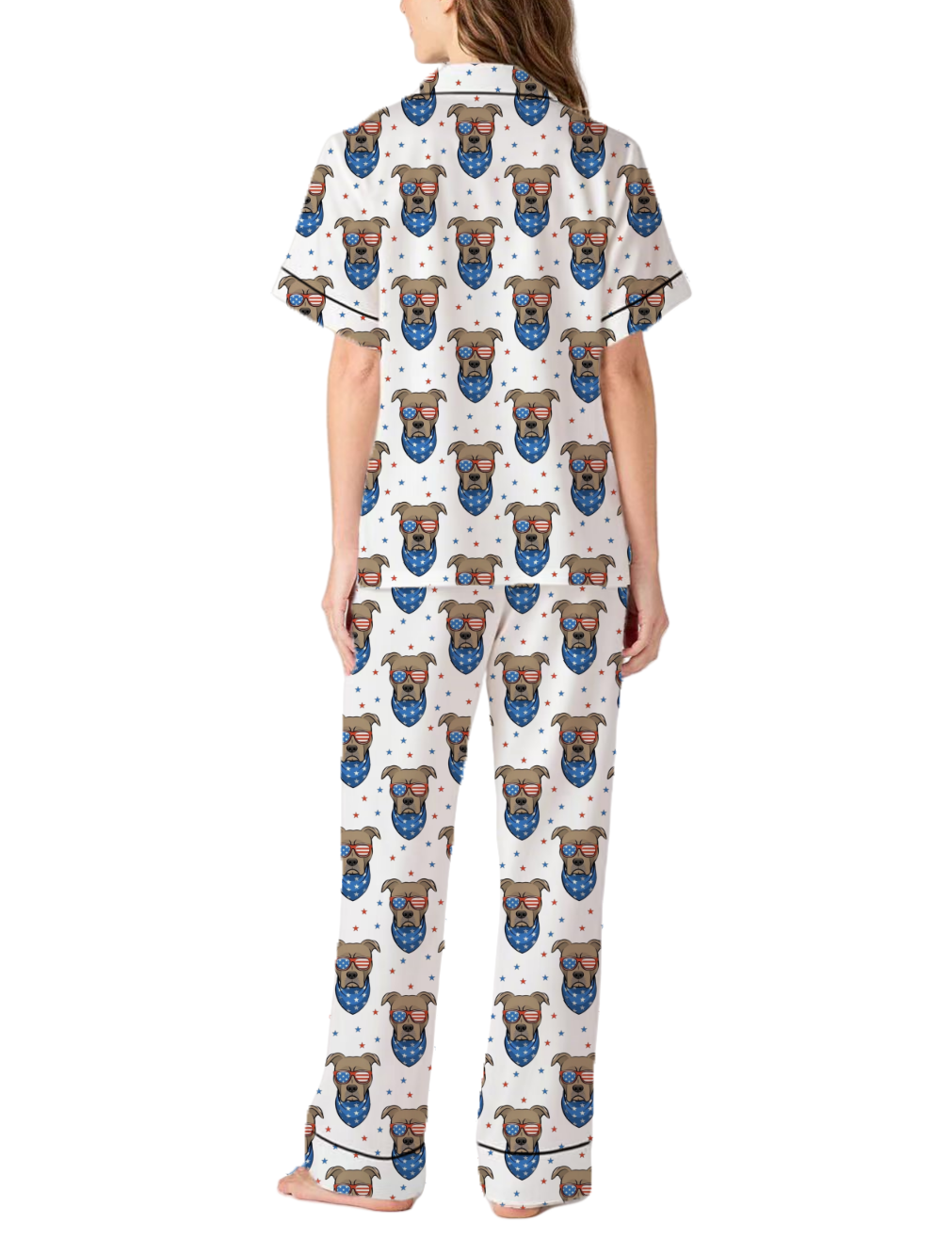 Patriotic Pit Bulls Silky Satin Pajama Pants Set For Women
