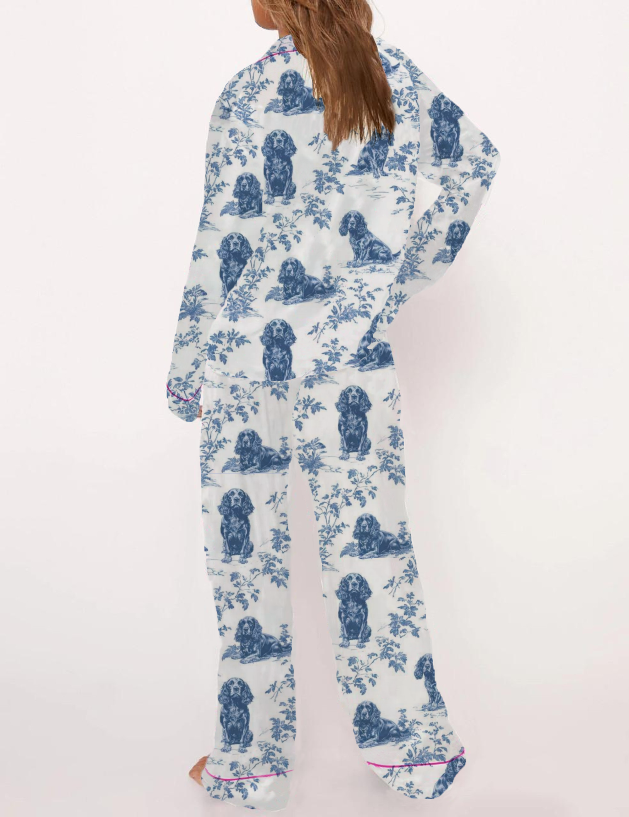 Boykin Spaniel Toile Silky Satin Pajama Short Set For Women