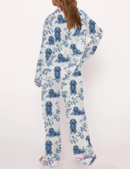 Boykin Spaniel Toile Silky Satin Pajama Short Set For Women