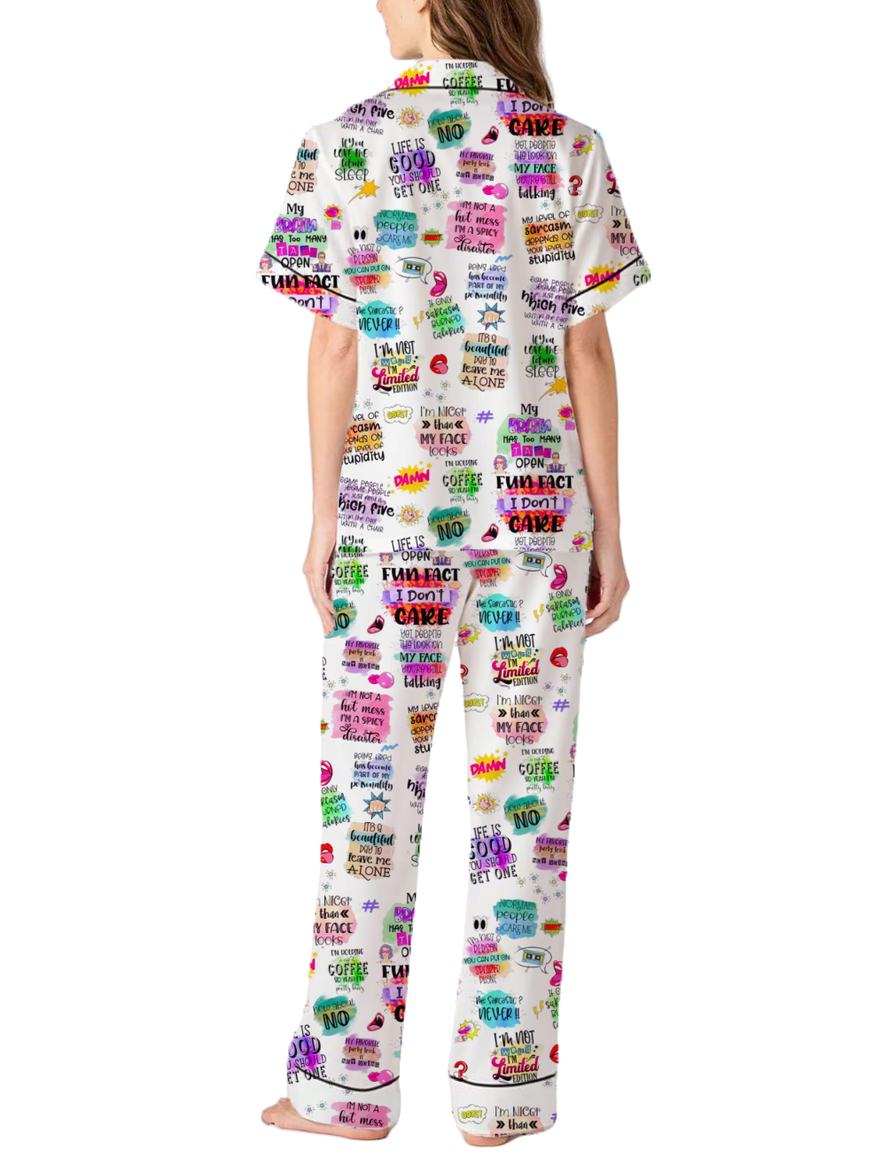 Sarcastic Quotes Silky Satin Pajama Pants Set For Women