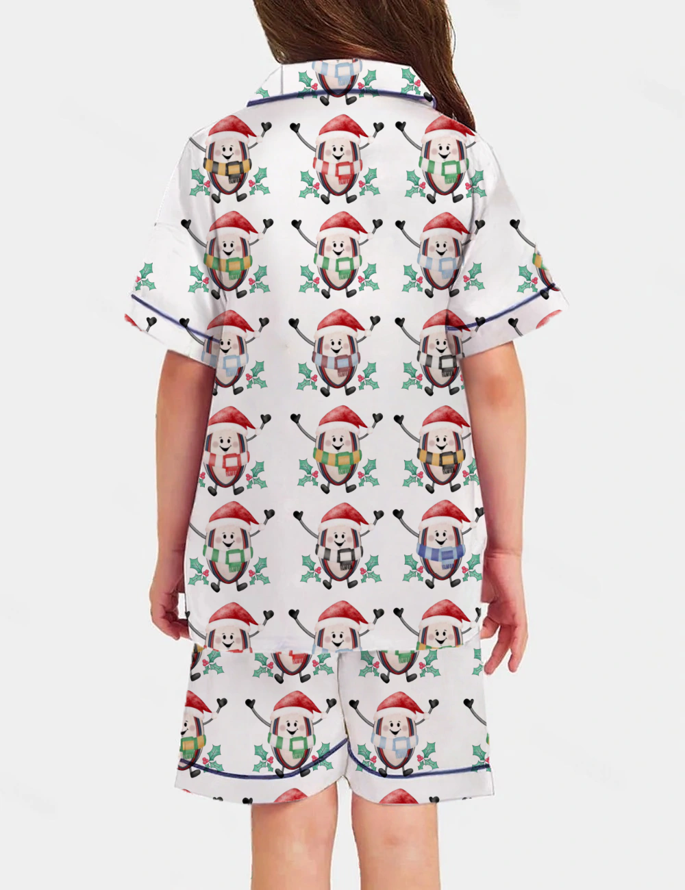 Lovely Christmas Atmosphere Kid's Short Sleeve Silky Satin Pajama Set 