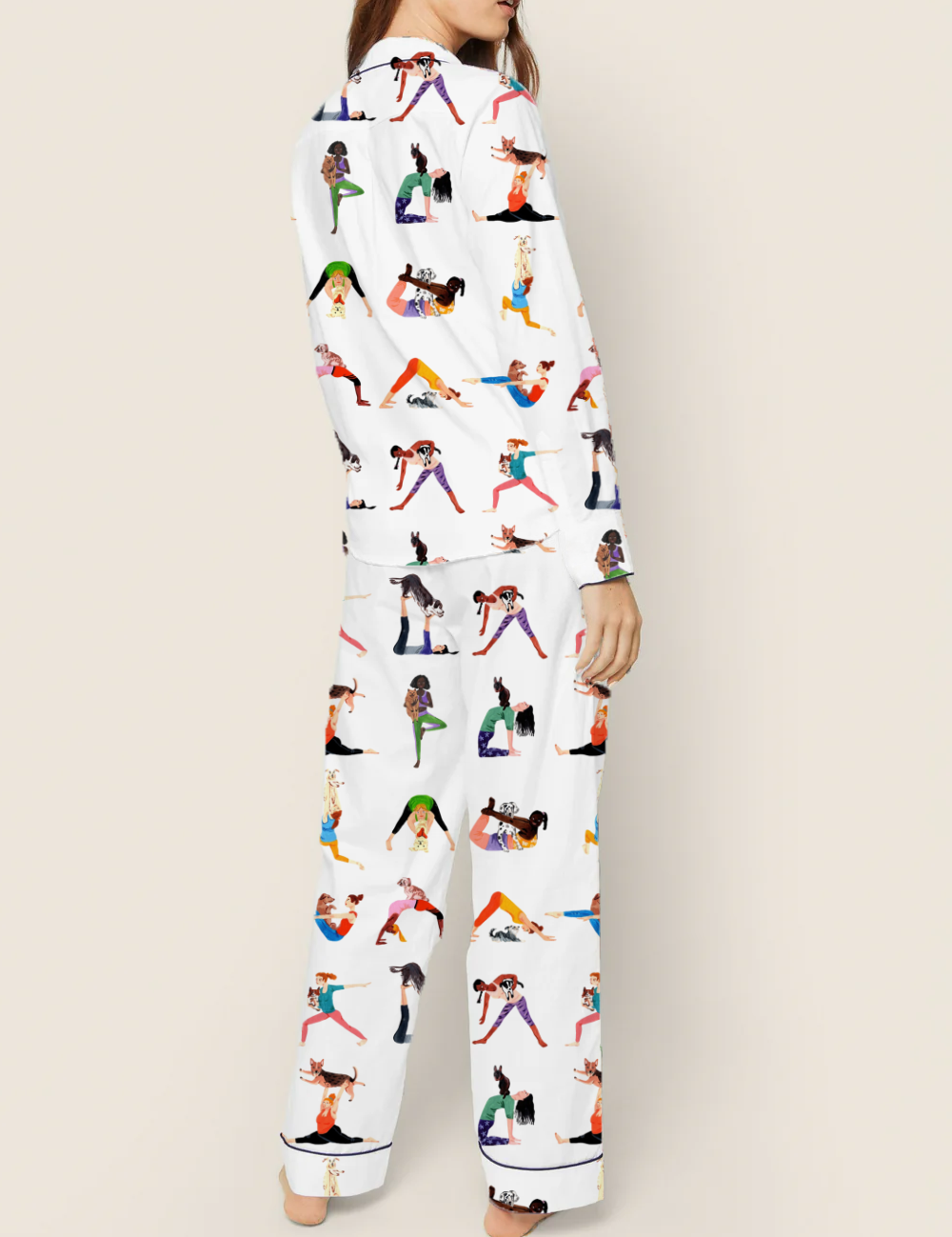 Yoga with Dog Silky Satin Pajama Set For Women