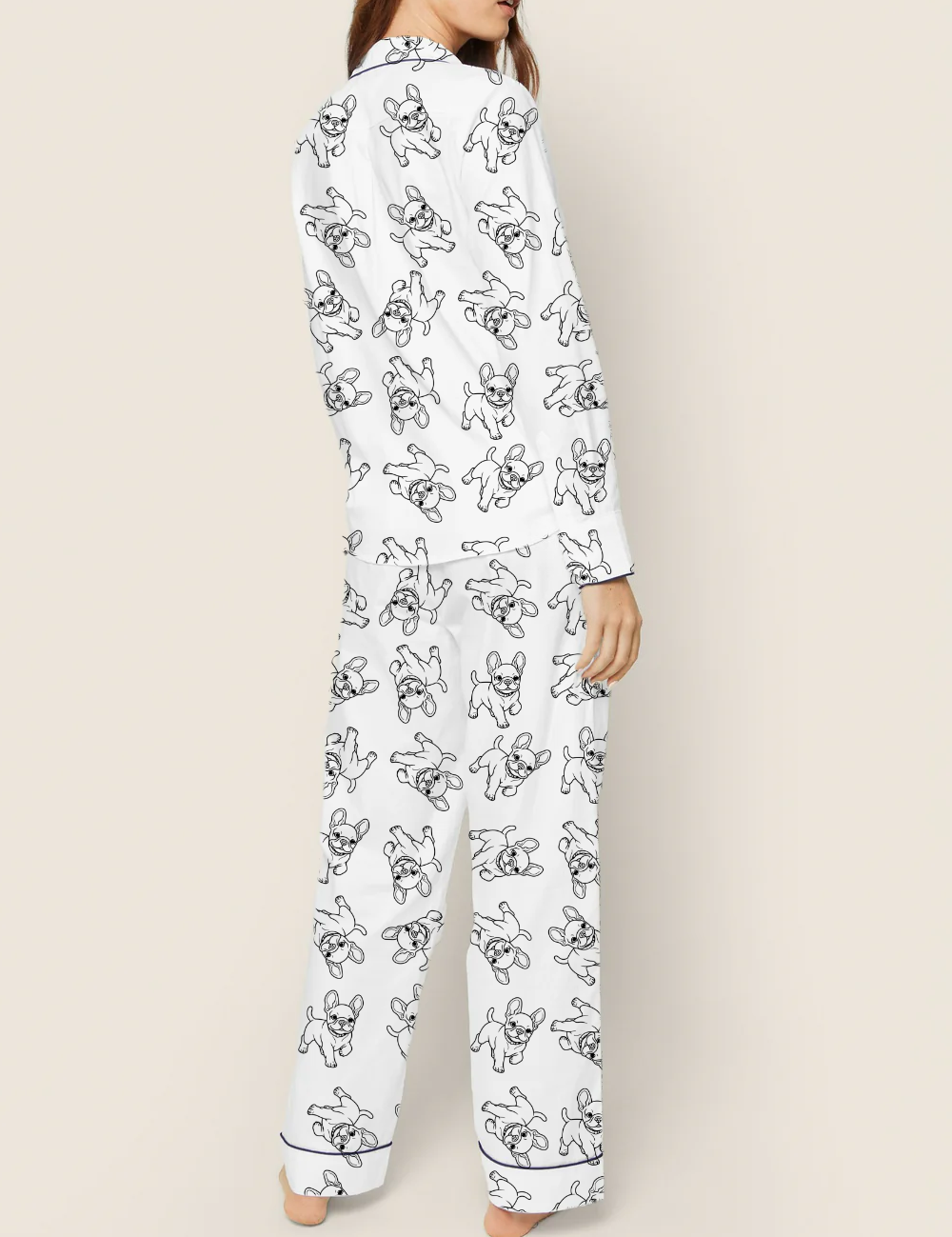 French Bulldogs Silky Satin Pajama Set For Women