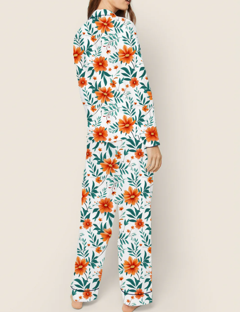 Massachusetts State Flower Mayflower Silky Satin Pajama Set For Women