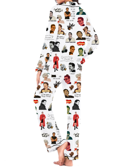 Pedro Pascal Silky Satin Long Pajama Set For Women