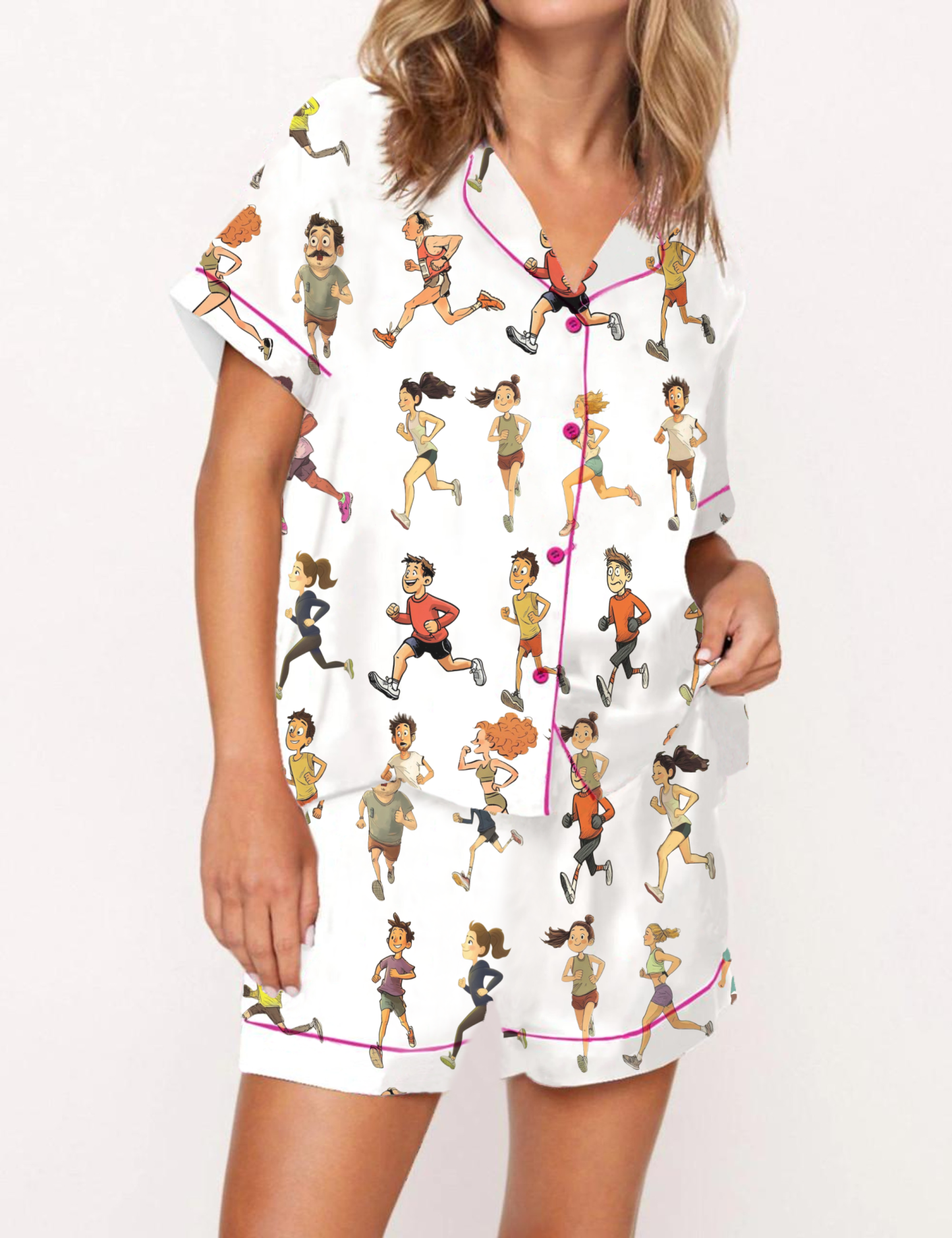 Running Silky Satin Pajama Short Set For Women