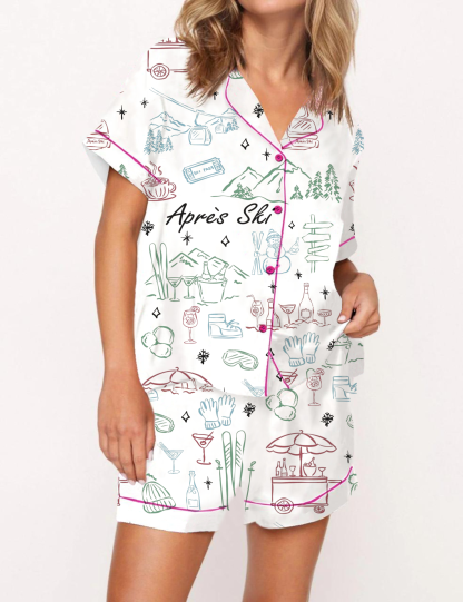 Après Ski Toile Silky Satin Pajama Set For Women