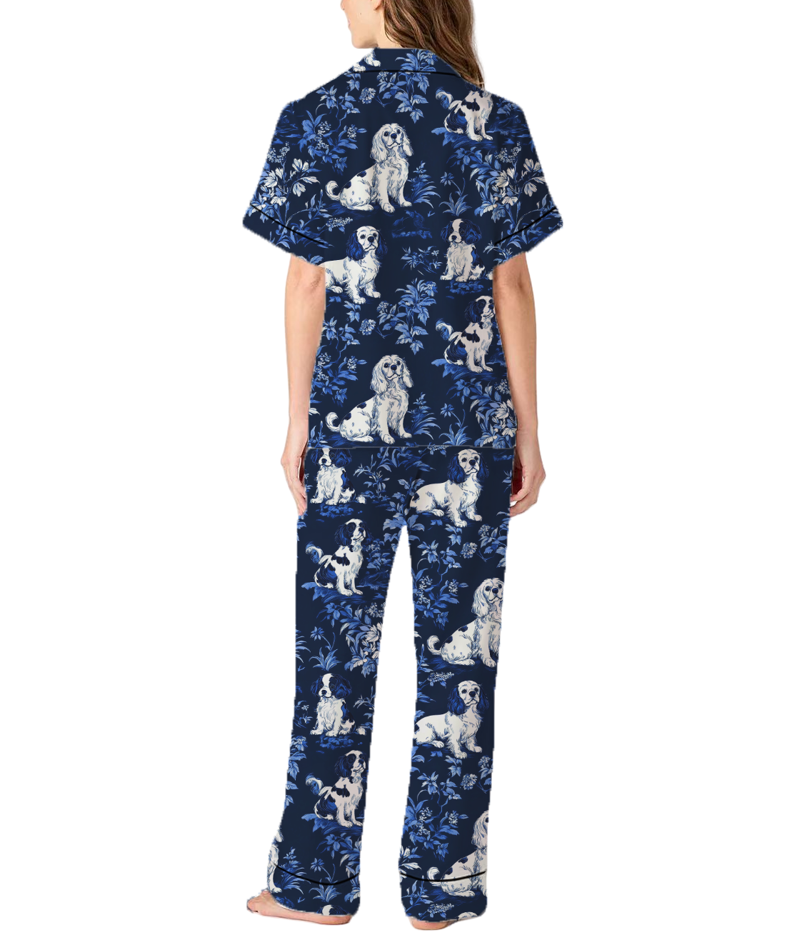 Cavalier King Charles Silky Satin Pajama Set For Women