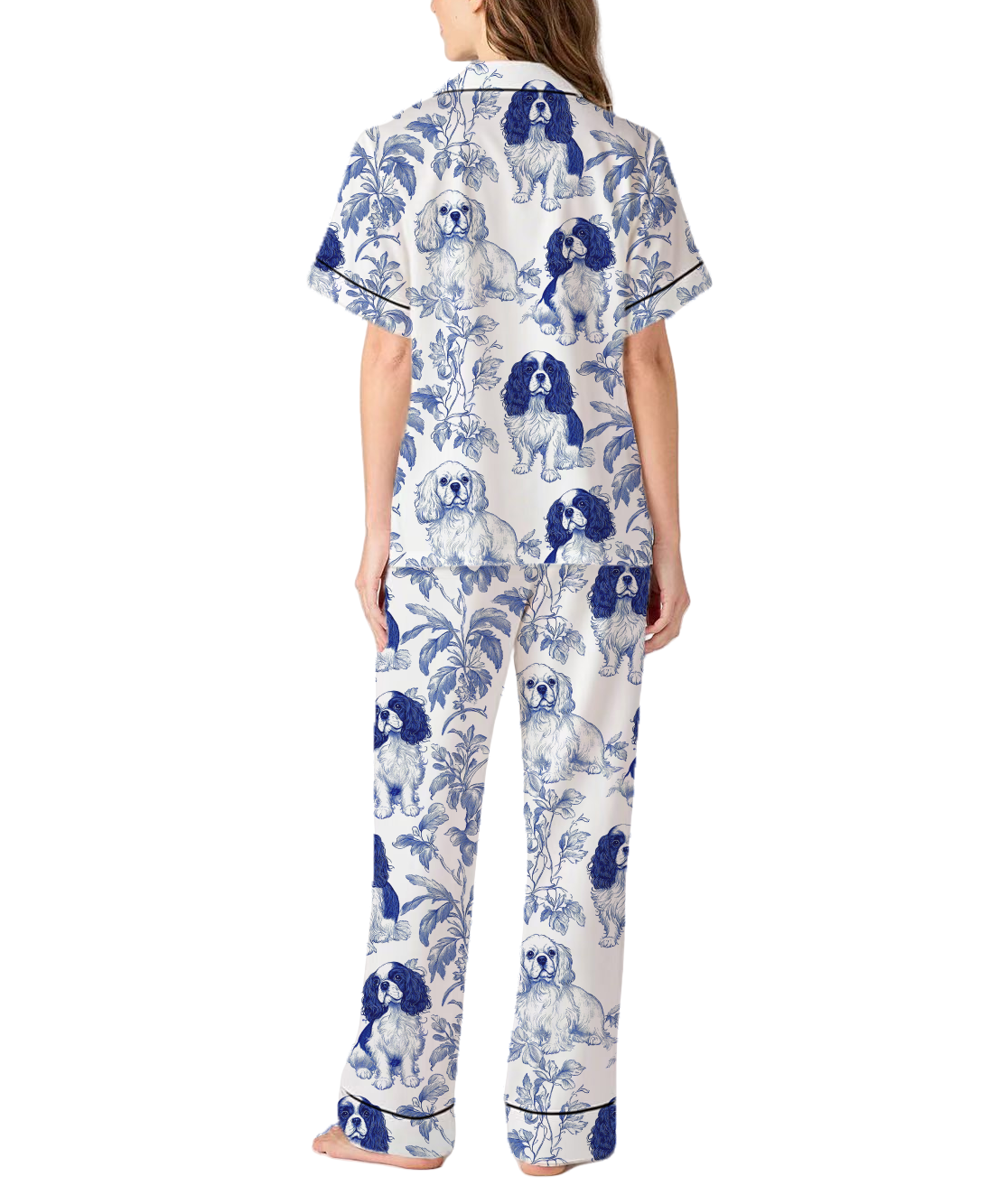 Cavalier King Charles Silky Satin Pajama Set For Women