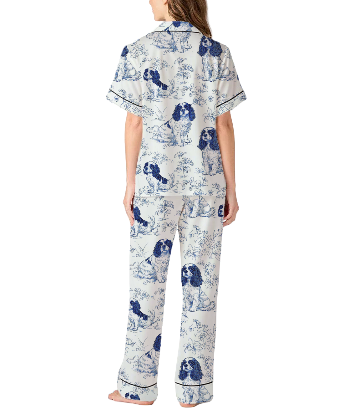 Cavalier King Charles Silky Satin Pajama Set For Women