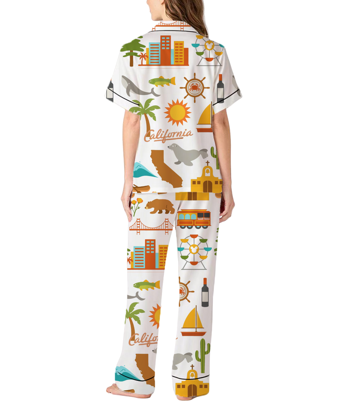 California Travel Silky Satin Pajama Pants Set For Women