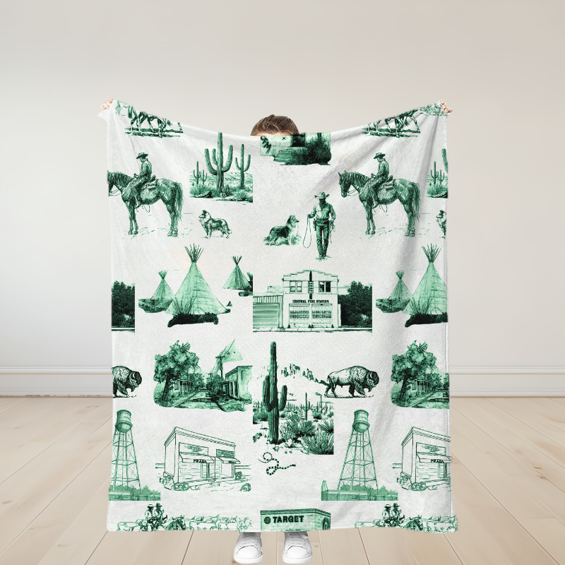 Personalized Marfa Toile Traditional Soft Throw Blanket Birthday Gift