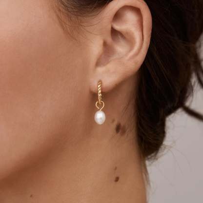 Mini Twisted Pearl Hoops