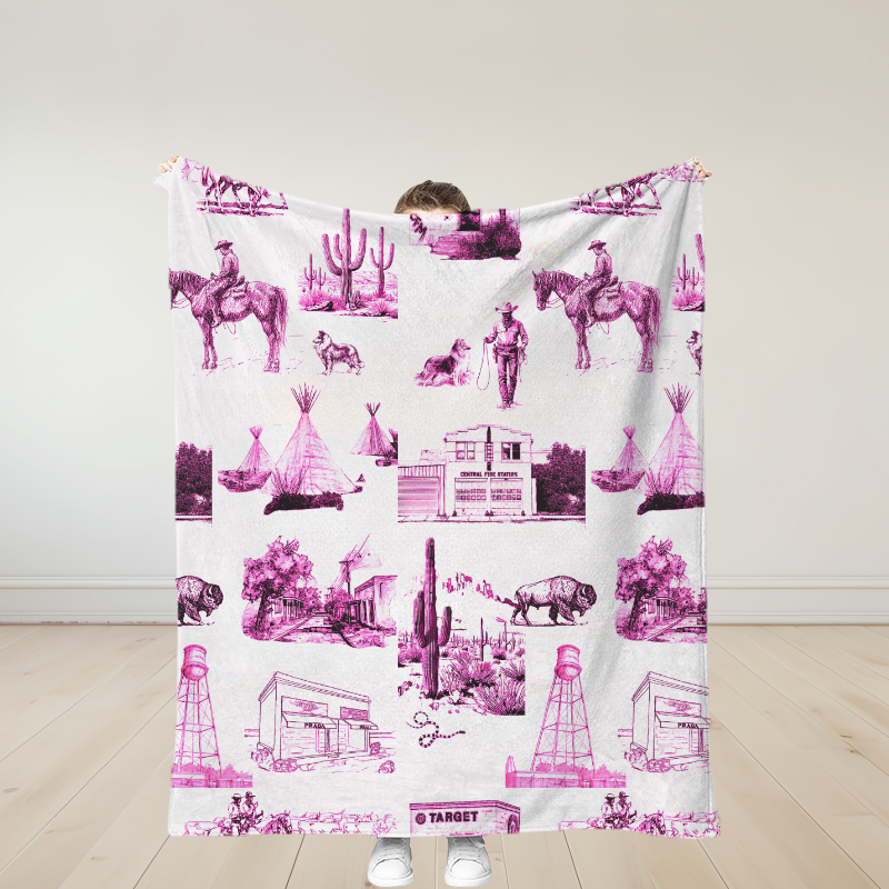 Personalized Marfa Toile Traditional Soft Throw Blanket Birthday