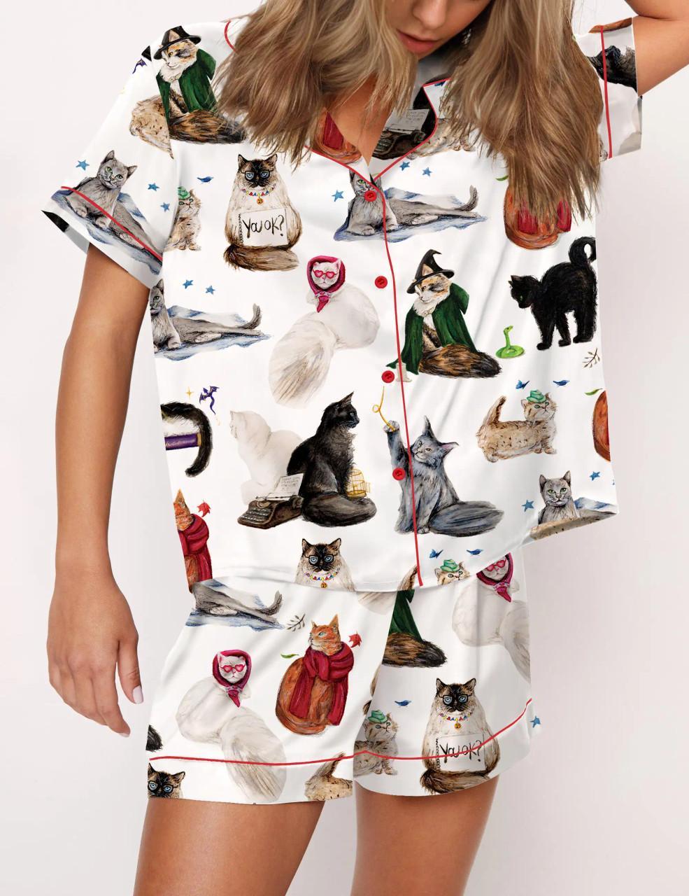 The Eras Cat Edition Satin Pajama Set