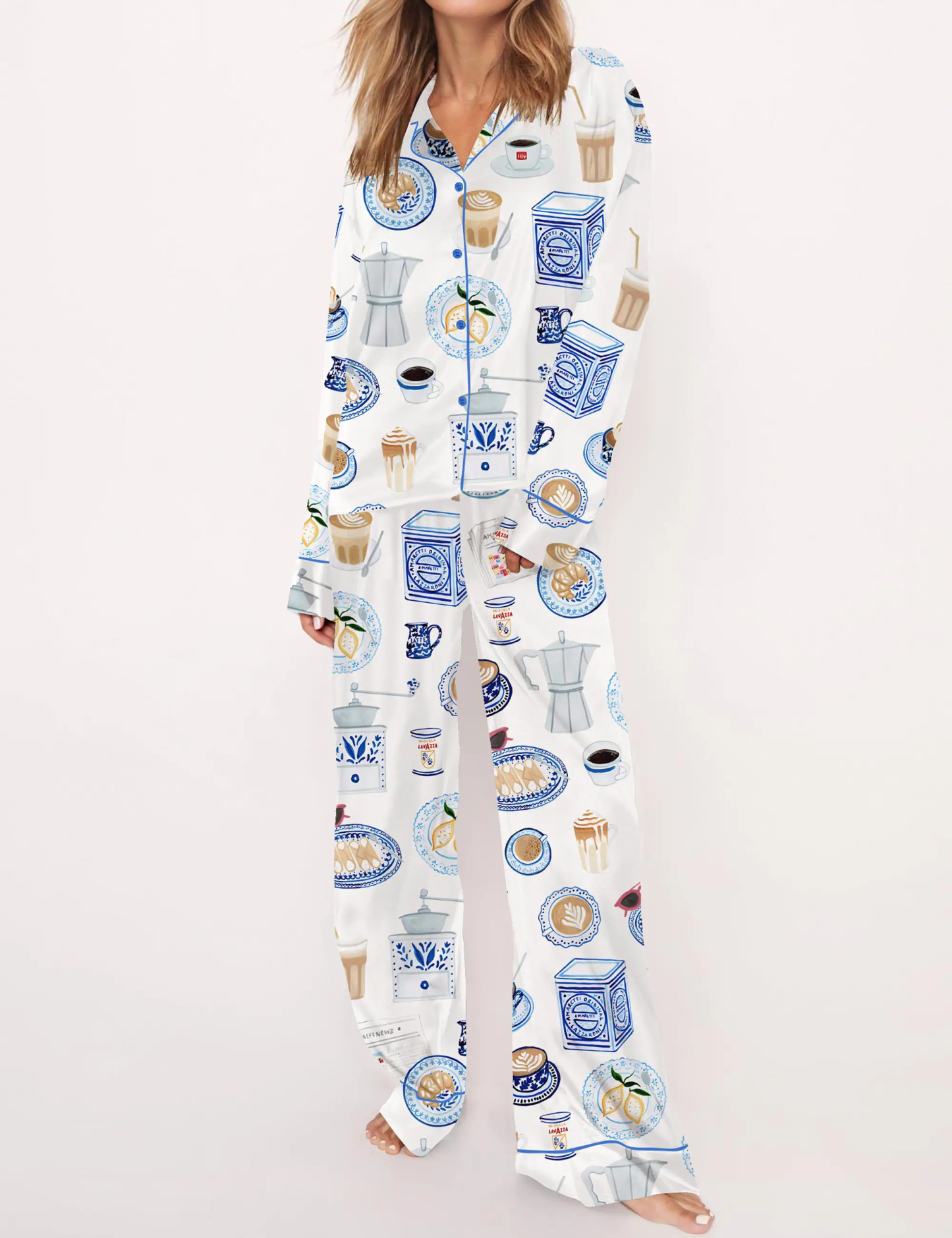 Italian Coffee Silky Satin Pajama Set For Women