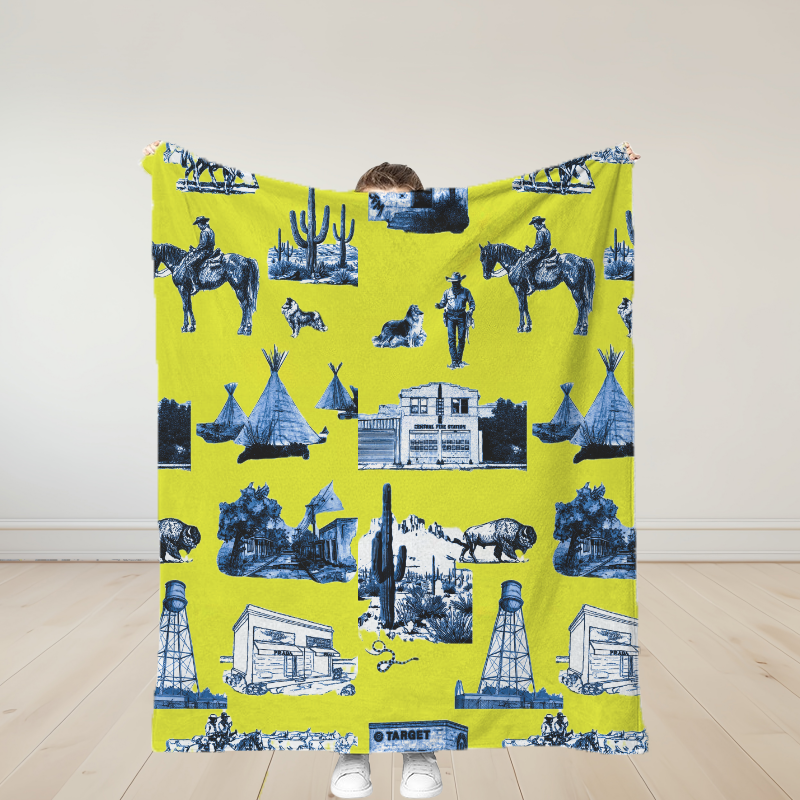 Personalized Marfa Toile Traditional Soft Throw Blanket Birthday Gift